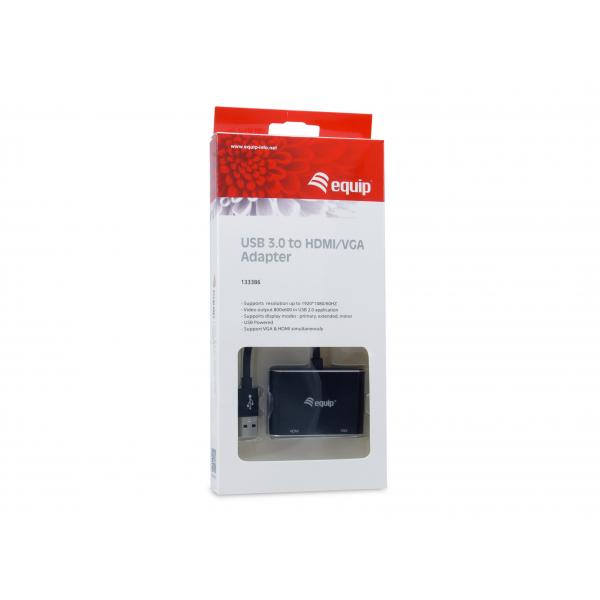 Ausrüstungsausrüstung 133386 USB an HDMI VGA-Adapter, USB 3.2 Gen 1 Typ-A, HDMI-Ausgang, 1920 x 1080 Pixel