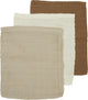 Meyco Baby-Waschlappen, einfarbig – 3er-Pack – hydrophil – cremefarbenes Sand-Toffee – 20 x 17 cm