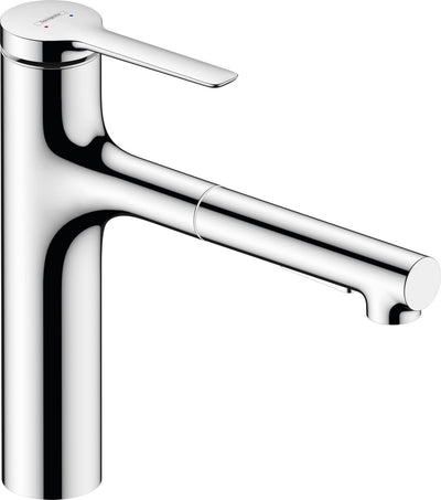 Hansgrohe Zesis M33 – Küchenmischbatterie – Einhebelbedienung – Größe 160 mm – herausziehbare Brause – 2 Brausefunktionen – Chrom