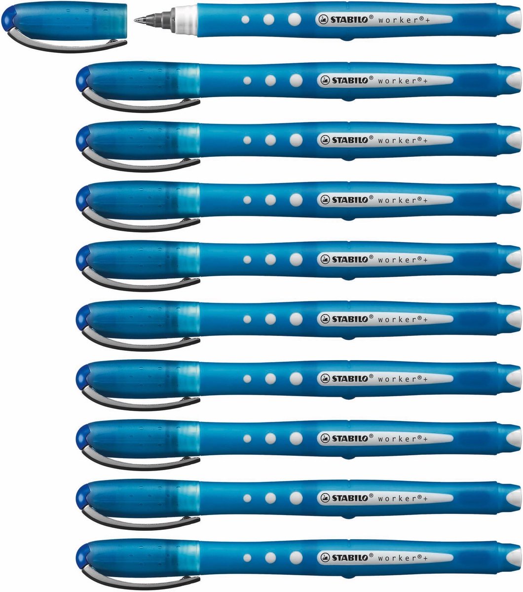 Stabilo worker+ bunt - Tintenroller 0,5 mm - Blau - Karton à 10 Stück