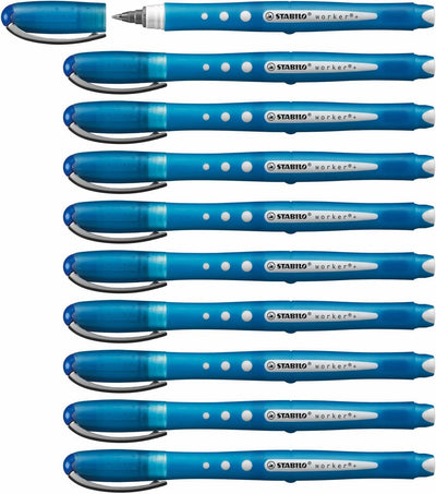 Stabilo worker+ bunt - Tintenroller 0,5 mm - Blau - Karton à 10 Stück
