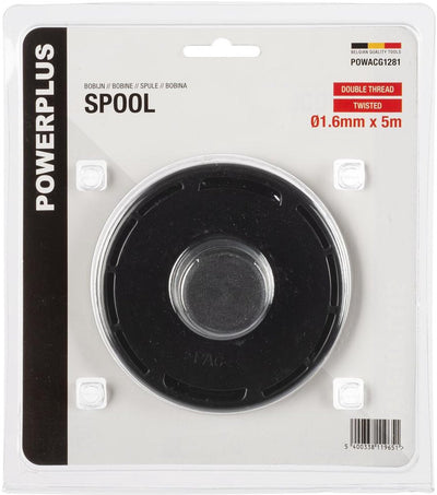 Powerplus Spule mit verdrilltem Draht powacg1281 – Länge 5 m – 1,6 ᴓ – Rasentrimmer, Freischneider, Multitool