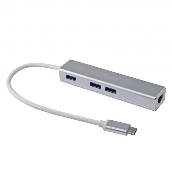Ausrüstungsausrüstung 133481 USB-C bis 3-Port-USB 3.0-Hub mit Gigabit-Adapter