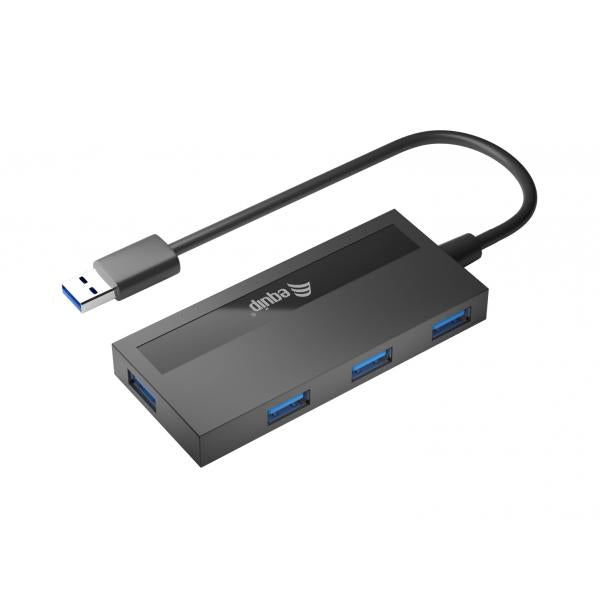 Ausrüstungsausrüstung 128956 4-Port USB 3.0 Hub mit USB-C-Adapter, USB 3.2 Gen 1 Typ-A, 5000 Mbit S, Schwarz