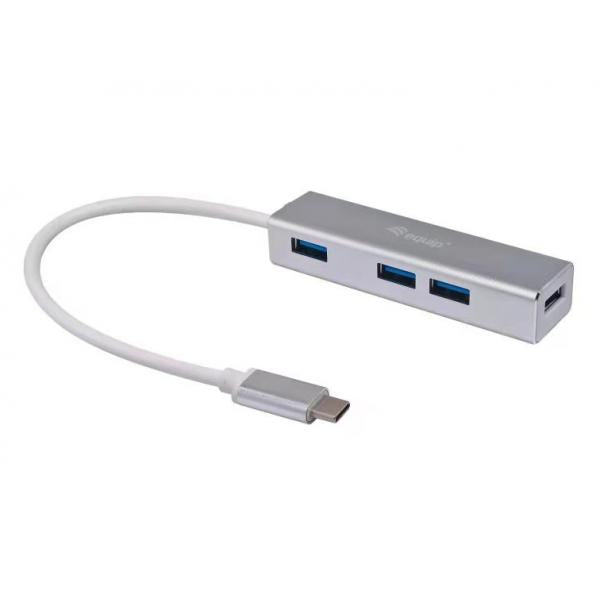 Ausrüstungsausrüstung 128958 USB-C bis 4-Port USB 3.0 Hubs, USB 3.2 Gen 1 Typ-C, Typ-A, 5000 Mbits, Silber