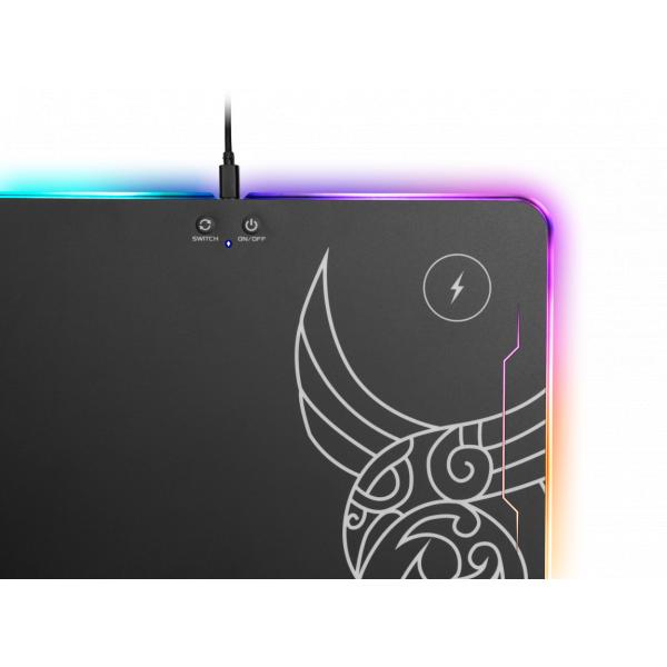 L33T Gaming L33T Gaming 160378 Kvennavagn RGB Hard Gaming Matte W Qi Ladung, 355 x 255 x 5,8 mm, schwarz
