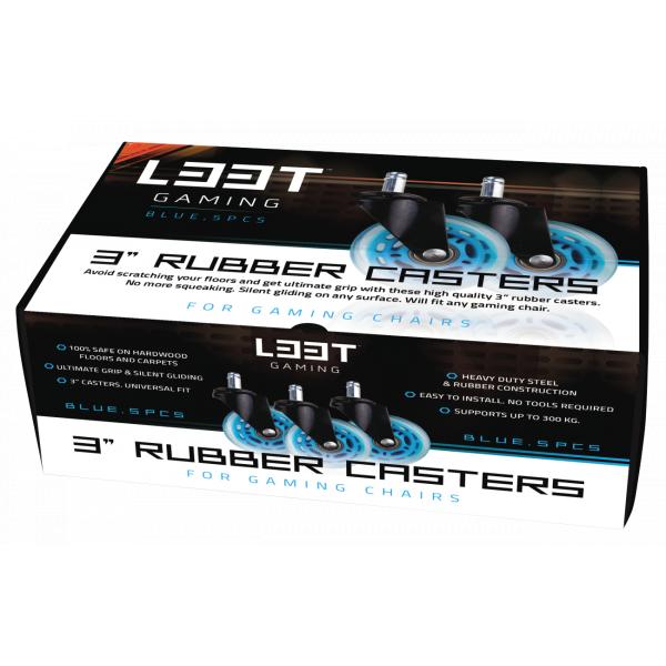 L33T Gaming L33T Gaming 160529 3inch Gummi Casters, Blue, 5pcs