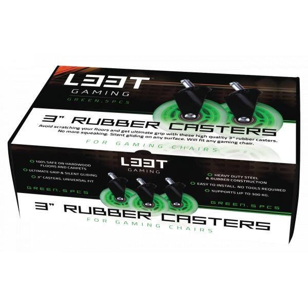 L33T Gaming L33T Gaming 160531 3inch Gummi Casters, Green, 5pcs
