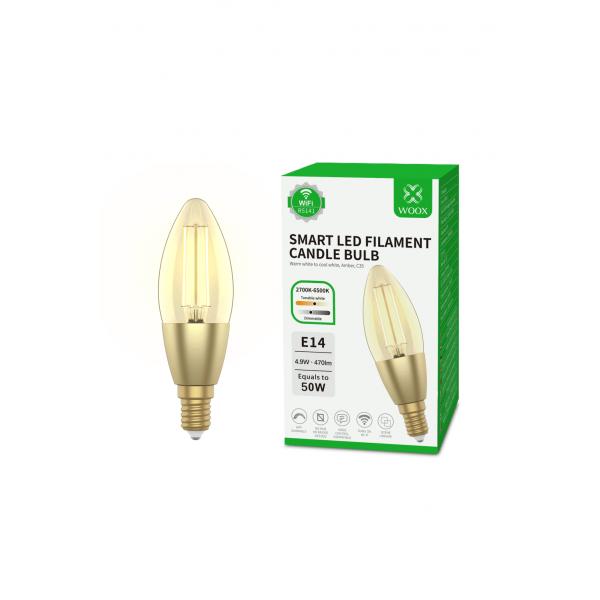 WOX WOX R5141 Kerze C37 Fillamen LED-Glühbirne, Wi-Fi, E14, 4,9W, 470 LM, warmes Weiß 2700k
