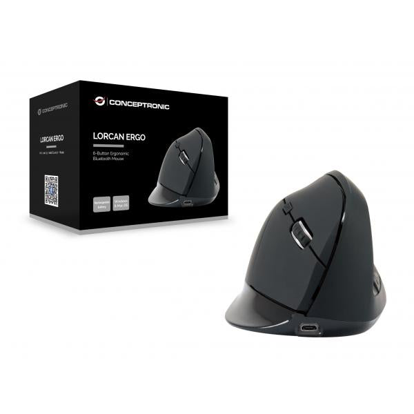 Conceptronic Concepttronic Lorcan03b Lorcan Ergo 6 Knopf Ergonomische Bluetooth -Maus, Bluetooth, optisch, 1600 dpi