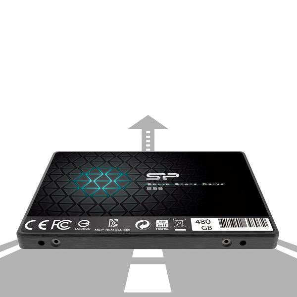 Silicon Power Silicon SP480GBSS3S55S25 SLIM S55 SSD, 480 GB, 2,5, SATA3, 6 Gbit S, SLC, 560 500 MB S., Blau