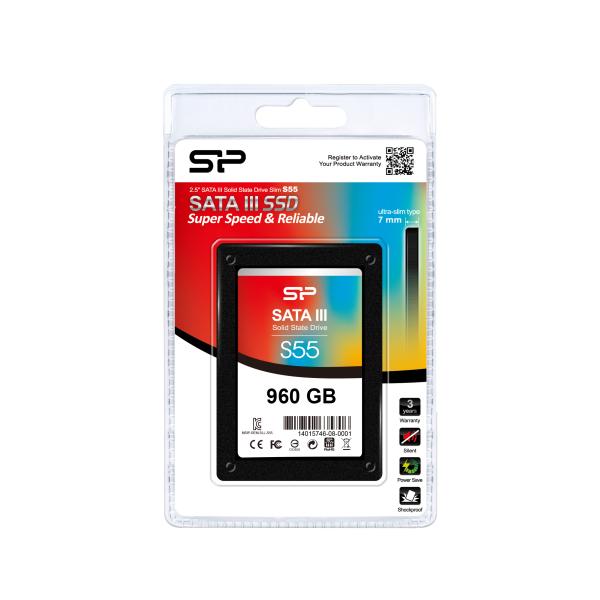 Silicon Power Silicon SP960GBSS3S55S25 SLIM S55 SSD, 960 GB, 2,5, SATA3, 6 Gbit S, SLC, Blau