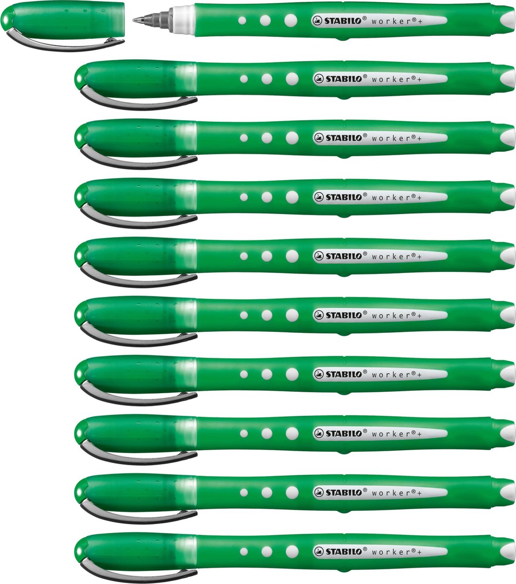 Stabilo worker+ bunt - Tintenroller 0,5 mm grün - Karton à 10 Stück