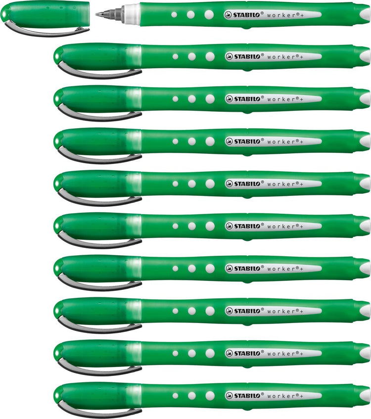 Stabilo worker+ bunt - Tintenroller 0,5 mm grün - Karton à 10 Stück