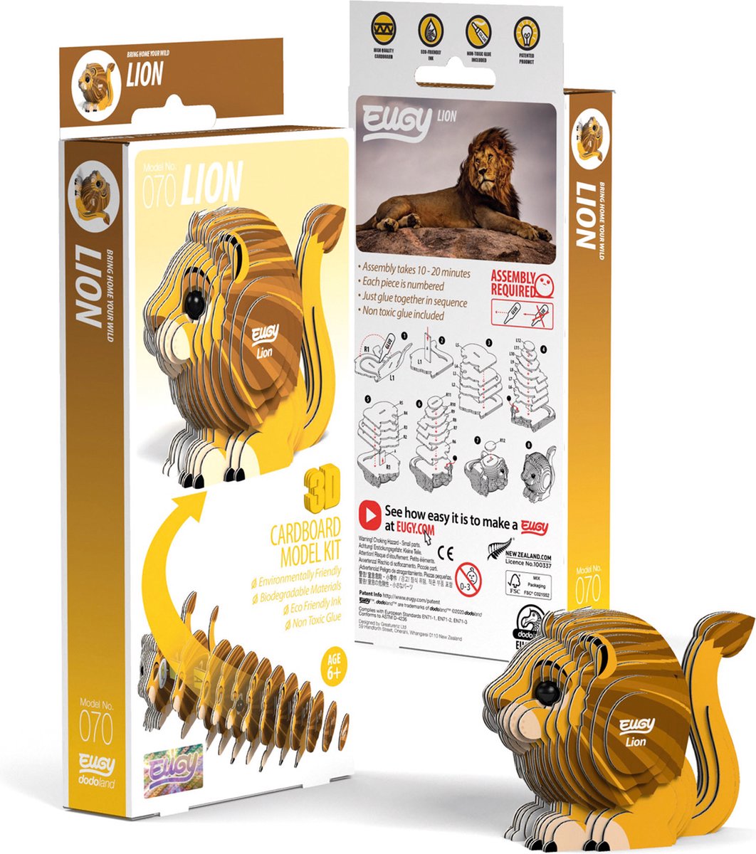 Eugy 3D-Puzzle – Löwe – wilde Tiere – nachhaltig – alle sammeln – 6 Jahre