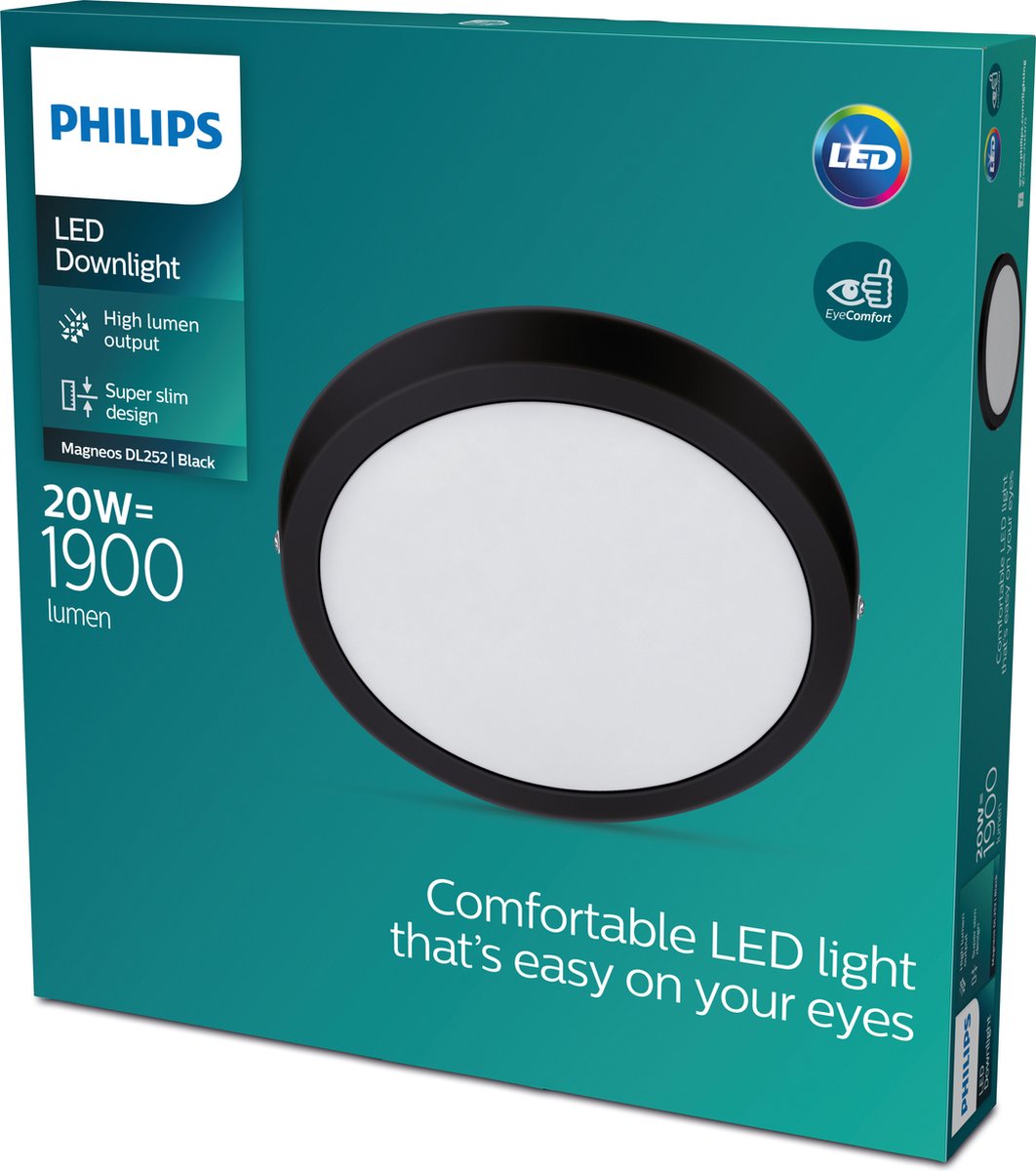 Philips LED Philips Magneos Deckenleuchte – schwarz – rund – groß