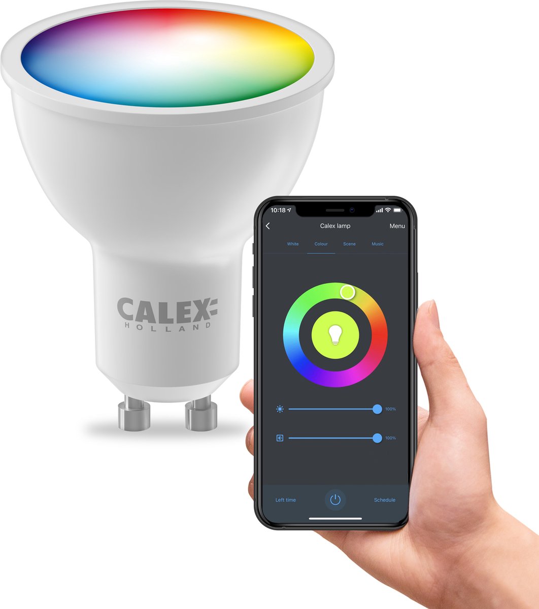 Calex Smart-Lampe – WLAN-LED-Beleuchtung – GU10 – Smart-Glühbirne – dimmbar – RGB und Warmweiß – 4,9 W