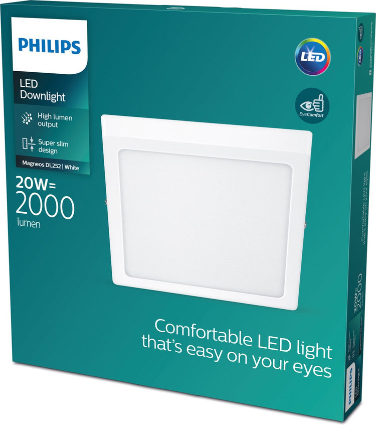 Philips LED Philips Magneos Deckenleuchte – weiß – quadratisch – groß – 20 W
