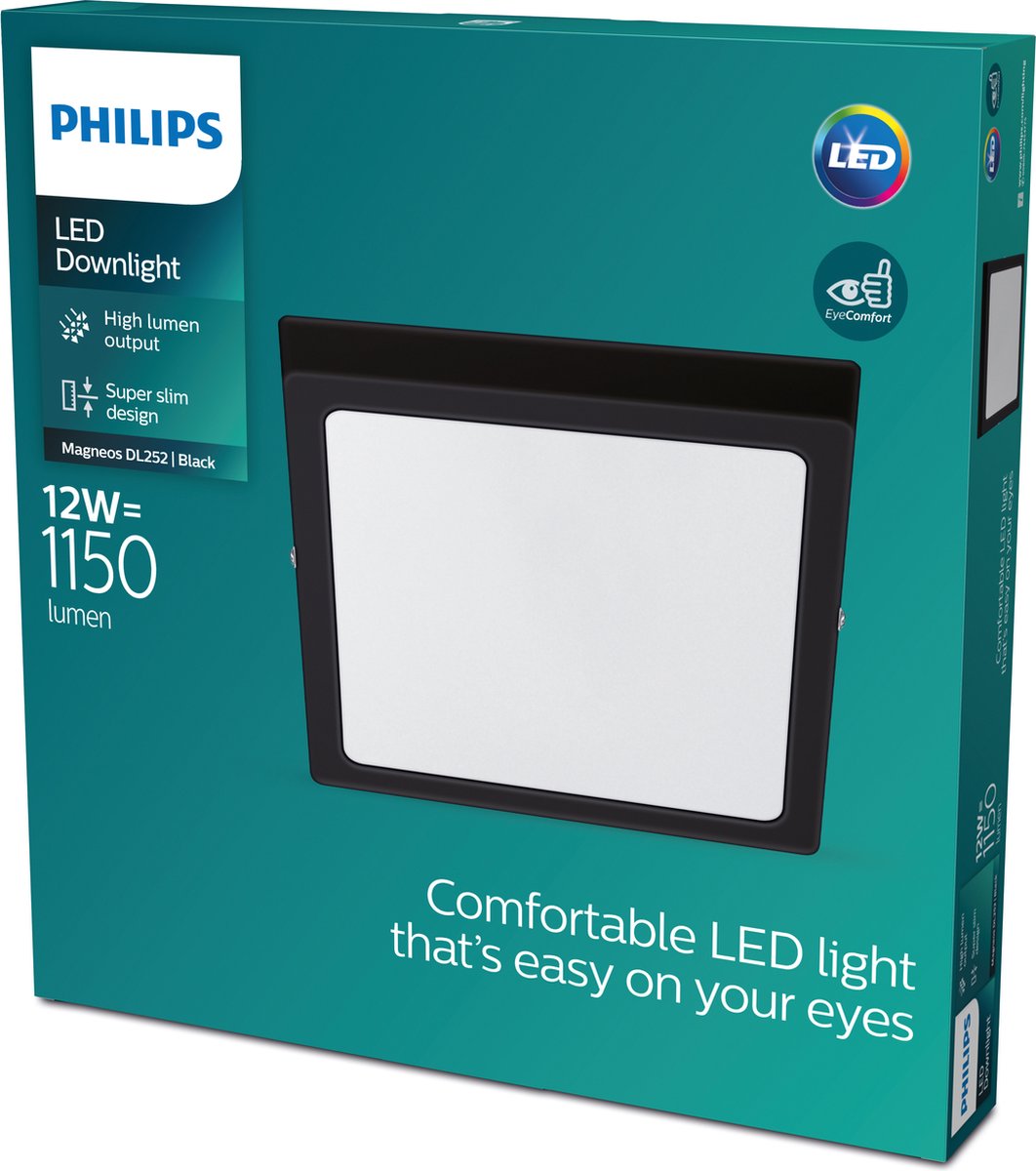 Philips LED Philips Magneos Deckenleuchte – Schwarz – Quadratisch – Klein