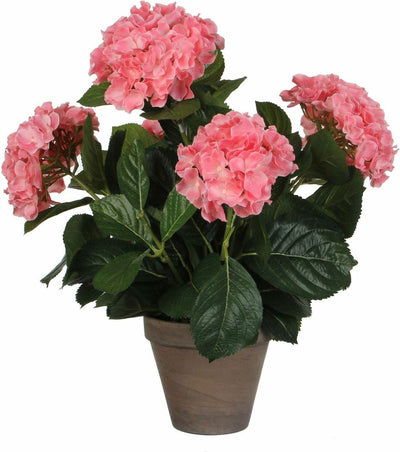 Glimmerdekorationen Kunstpflanze Hortensie - Rosa - 45 cm - im Topf - Kunstpflanzen Kunstpflanzen