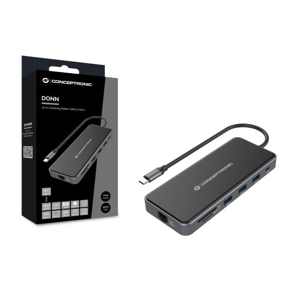 Concepttronic Concepttronic Donn15G 12-in-1-Dockingstation, USB 3.2 Gen 1, Typ-C, 100 W, HDMI, VGA, (MICRO) SD