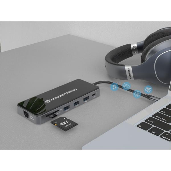 Concepttronic Concepttronic Donn15G 12-in-1-Dockingstation, USB 3.2 Gen 1, Typ-C, 100 W, HDMI, VGA, (MICRO) SD