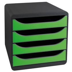 Kommode Exacompta Big-Box aus schwarzem, grünem Kunststoff