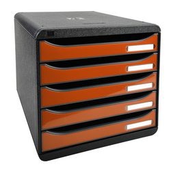 Kommode Exacompta Big Box Plus aus schwarzem, orangefarbenem Kunststoff