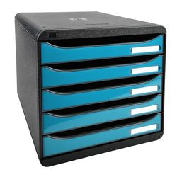 Kommode Exacompta Big-Box Plus aus schwarzem, türkisfarbenem Kunststoff