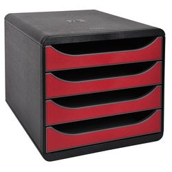 Kommode Exacompta Big Box schwarz, roter Kunststoff