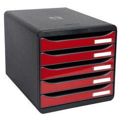 Kommode Exacompta Big Box Plus schwarz, roter Kunststoff