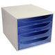 Kommode Exacompta Ecobox hellgrau, blauer Kunststoff