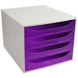 Kommode Exacompta Ecobox hellgrau, lila Kunststoff