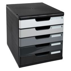 Kommode Exacompta Modulo schwarz, grauer Kunststoff