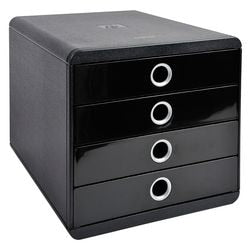 Kommode Exacompta Pop-Box schwarz, silberner Kunststoff