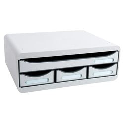 Kommode Exacompta Toolbox Mini aus hellgrauem Kunststoff
