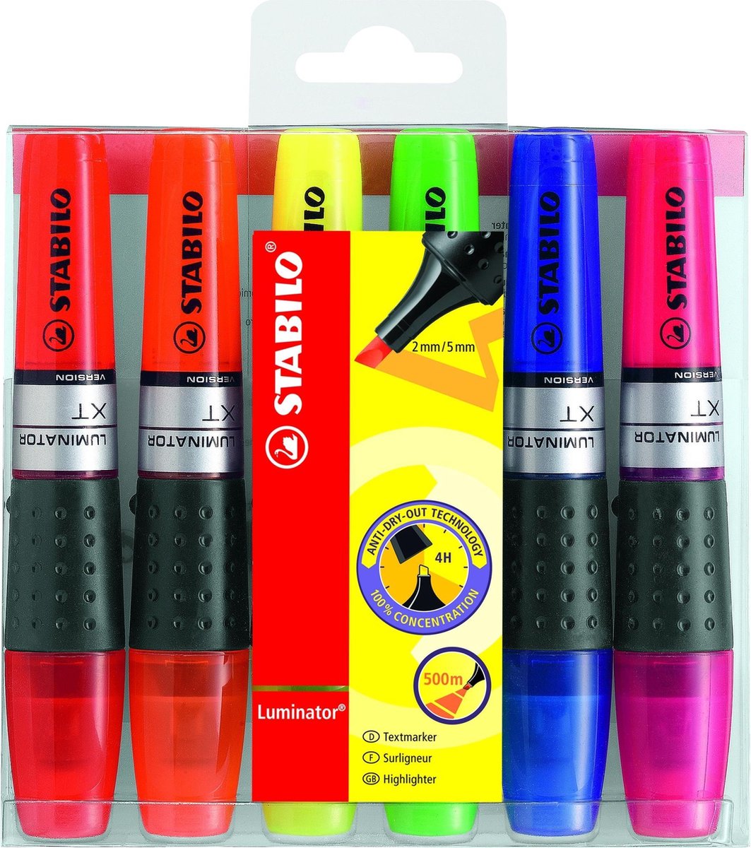 Stabilo Luminator – Textmarker – extra großer Tintentank – Etui mit 6 Farben