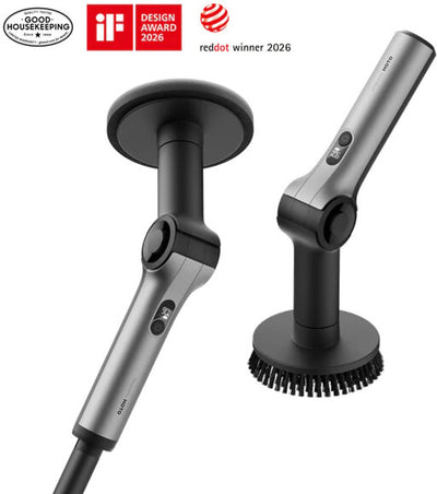 Hoto Flexi Cordless Spin Scrubber – Flexi Cordless Spinning Brush – Ausziehbarer Griff mit einstellbarem Winkel – 8 Bürstenköpfe – IPX7 wasserdicht – Smart Display – Bis zu 110 Minuten Betriebszeit