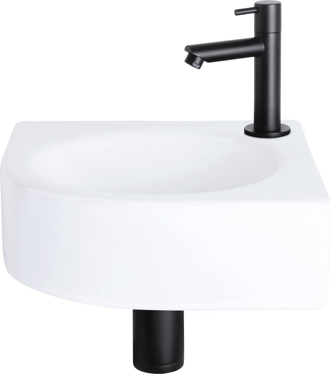 Differnz Cleo Brunnenset - Keramik - Hahn gerade mattschwarz - 30 x 30 x 10 cm