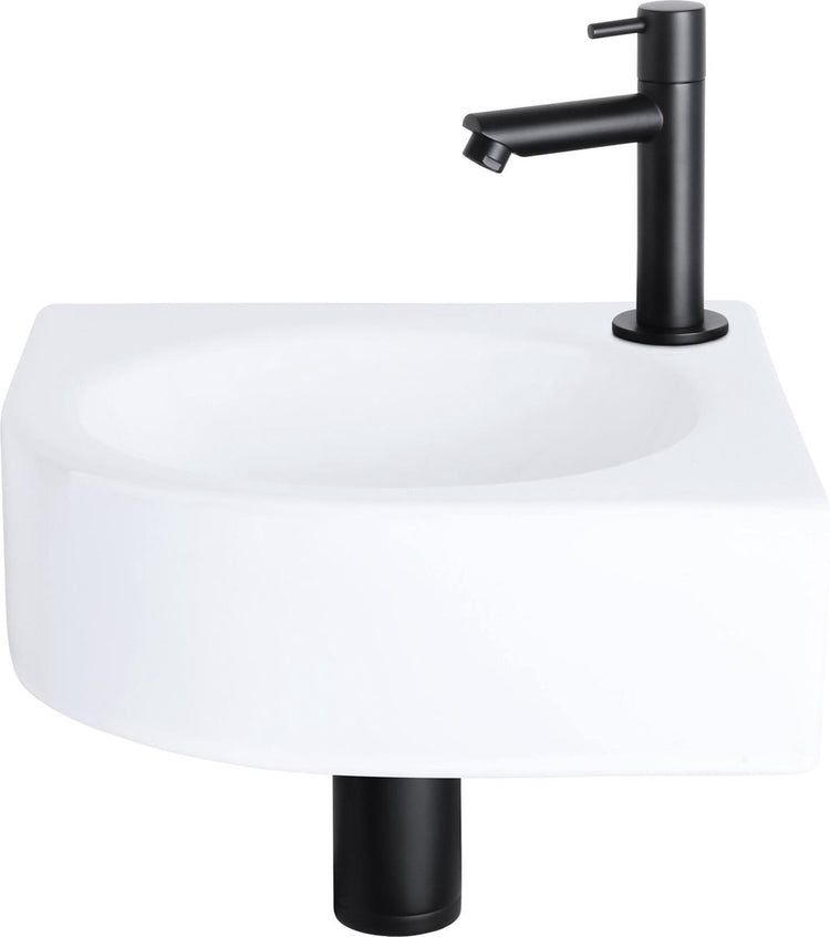 Differnz Cleo Brunnenset - Keramik - Hahn gerade mattschwarz - 30 x 30 x 10 cm