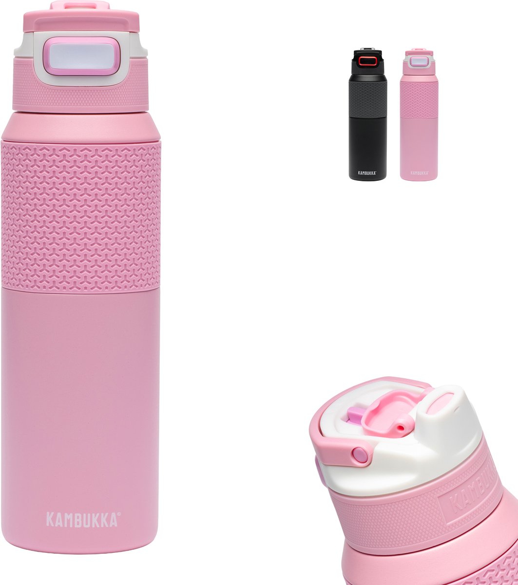 Kambukka Elton isolierte Wasserflasche 1 l – Pink Ambition mit 3-in-1-Deckel und leicht zu reinigender Trinkflasche