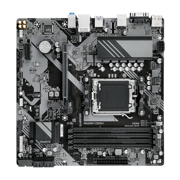 Gigabyte Gigabyte A620m DS3H (Rev. 1.0) AMD AM5, A620, DDR5-SDRAM, 192 GB, USB 3.2 Gen 1, M.2, Gbe Lan