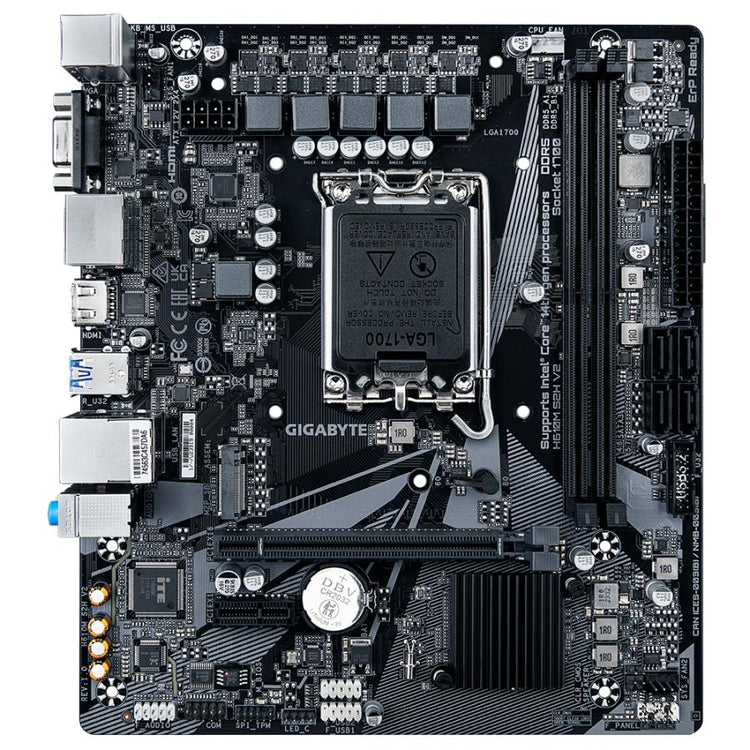 Gigabyte Gigabyte H610m S2H V2 H610M S2H V2, Intel, LGA1700, DDR5 (5600MHz) GBE LAN, M.2, USB3.2 Gen 1 1