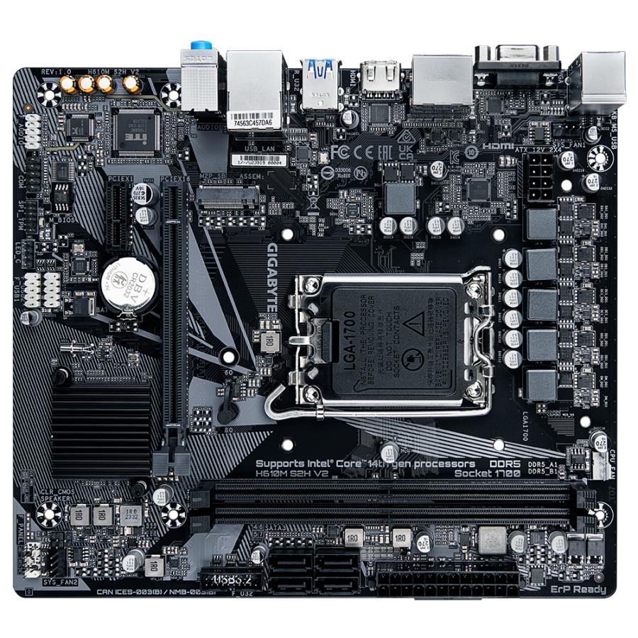 Gigabyte Gigabyte H610m S2H V2 H610M S2H V2, Intel, LGA1700, DDR5 (5600MHz) GBE LAN, M.2, USB3.2 Gen 1 1