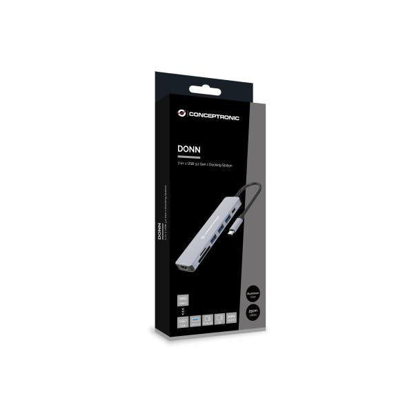 Concepttronic Concepttronic Donn19g 7-in-1 USB 3.2 Gen 1 Docking Station, HDMI, USB-A 3.0 x 3, SD, TF MicroSD, 100W