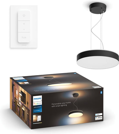 Philips Hue Enrave Hängelampe – warmes bis kaltweißes Licht – Schwarz – 1 Dimmschalter