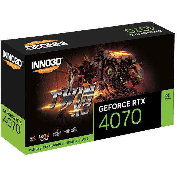 Inno3d Inno3d N40702-12d6-179063n Geforce RTX 4070 GDDR6 TWIN X2, 12 GB, GDDR6, 192-BIT, 2475 SP, 20GBPS,