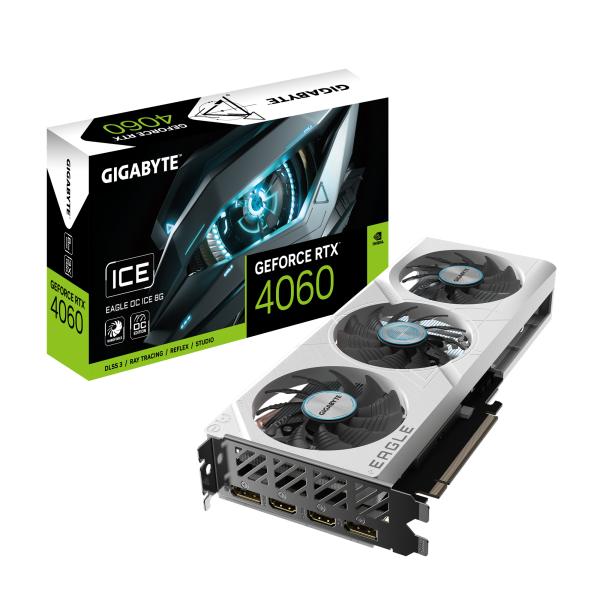 Gigabyte GV-n4060EAgleoc ICE-8GD GeForce RTX 4060 Eagle OC ICE 8G, PCIE 4.0, 8 GB GDDR6, 128 Bit