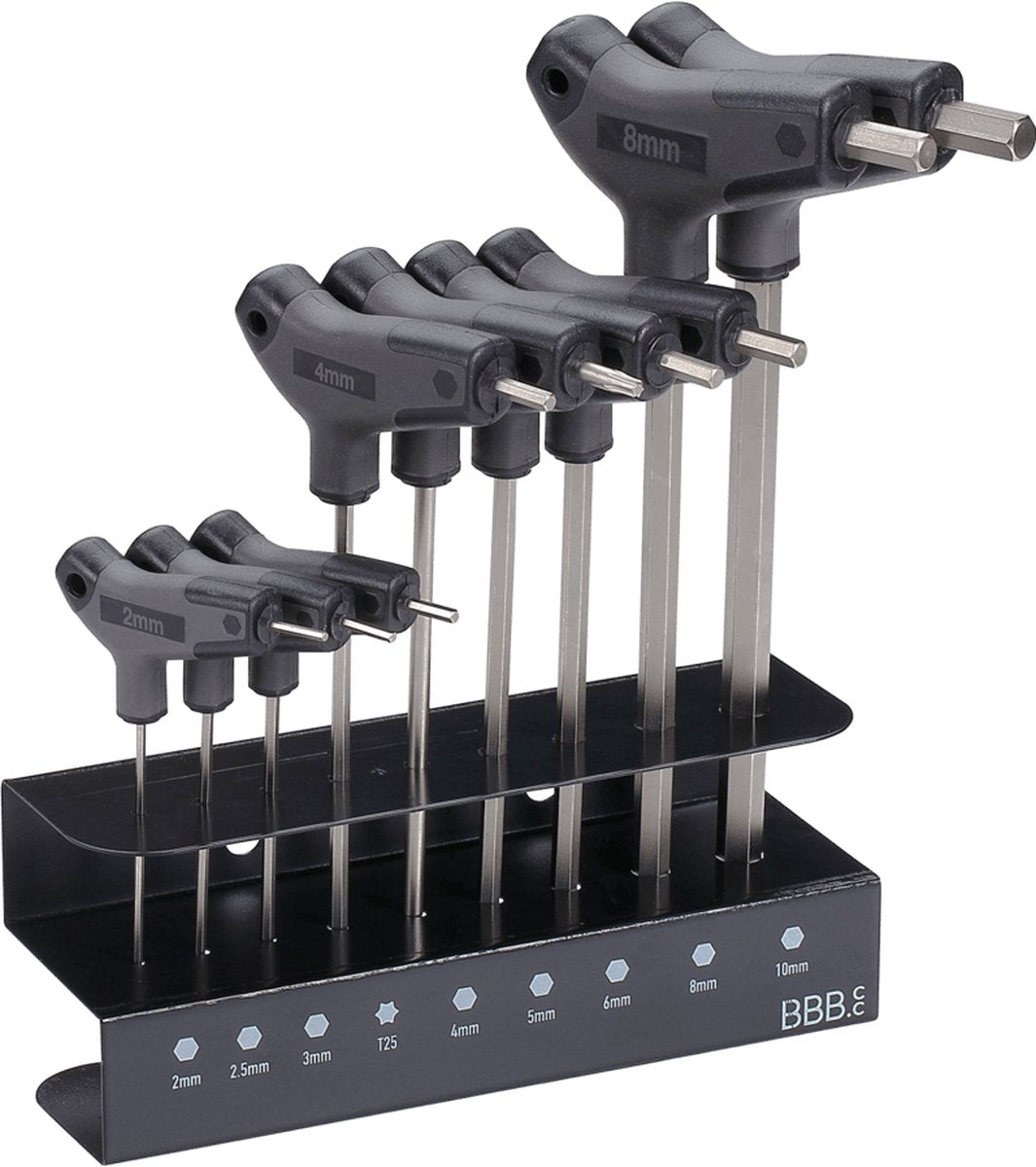 BBB Cycling Inbusschlüsselsatz Fahrradwerkzeugset mit Inbusschlüsseln und Torx T25 – inklusive Halter – Inbus-T-Set BTL-45S