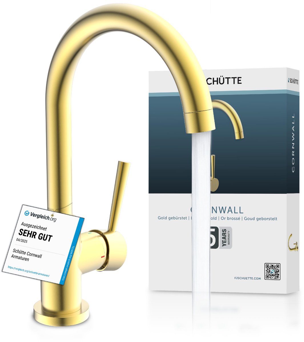 Schütte Schütte Küchenmixer mit runden Spout Cornwall Mat Goud